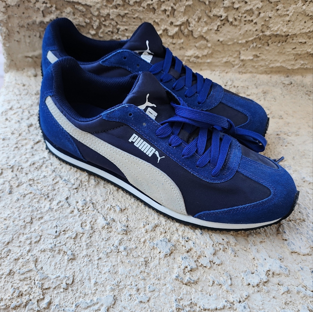 Puma Suede And Rubber Blue White Sneakers W9 NWOT